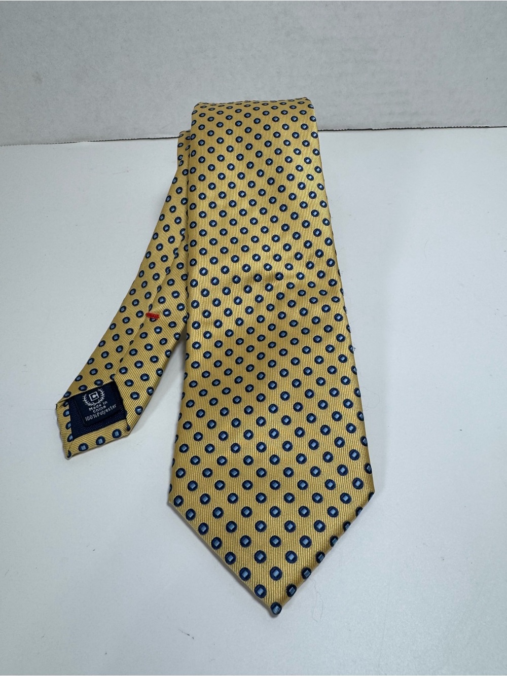 Classic Men's Yellow  Blue Dot Tie by Chaps
